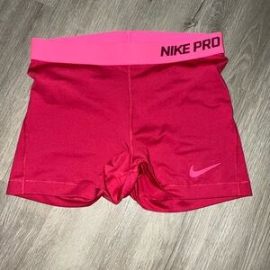 Nike Pro Red Shorts with Pink Waistband
